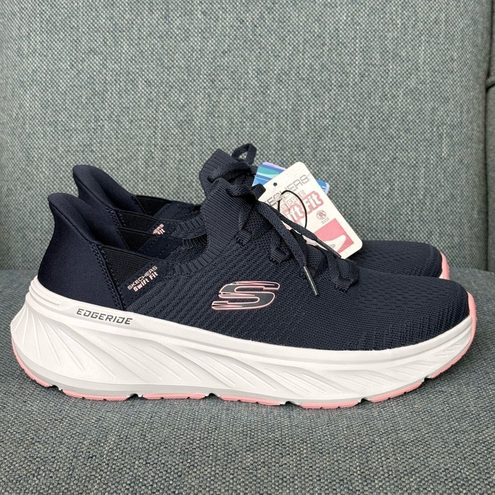 Skechers Women's Hands Free Blue Swift Fit Stretch Knit Sneaker size 10